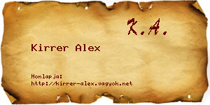Kirrer Alex névjegykártya